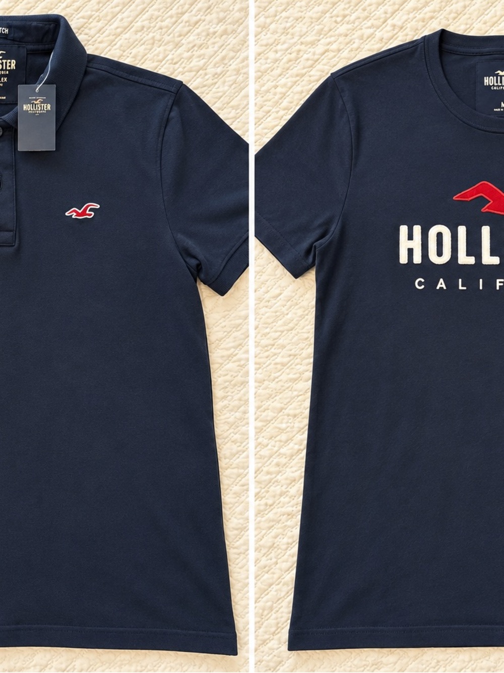 Hollister men’s lot of two shirts, one polo epic flex one T-shirt M NWT